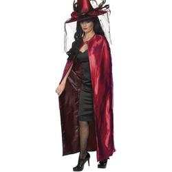 Rood/zwarte omkeerbare heksen cape | Onesize